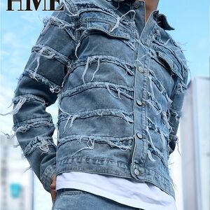 Men’s HME Frayed Blue Denim Jacket Size M/38